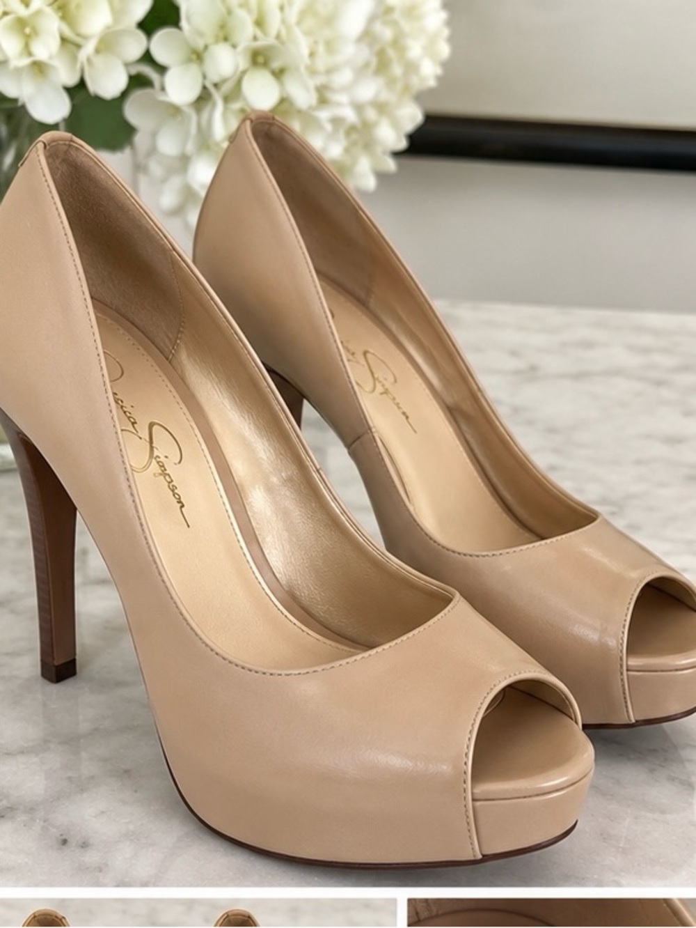 Jessica Simpson Nude Beige Platform Pumps High Heel